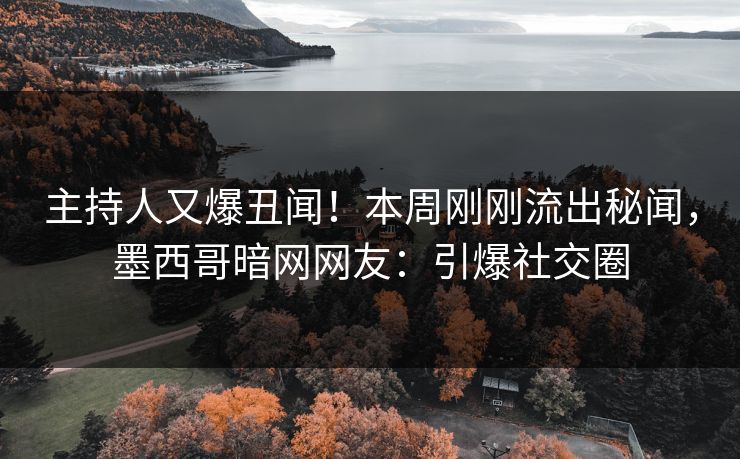 主持人又爆丑闻！本周刚刚流出秘闻，墨西哥暗网网友：引爆社交圈