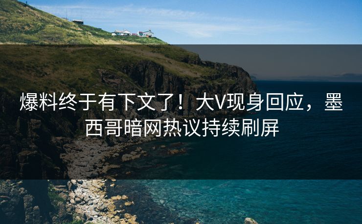爆料终于有下文了！大V现身回应，墨西哥暗网热议持续刷屏