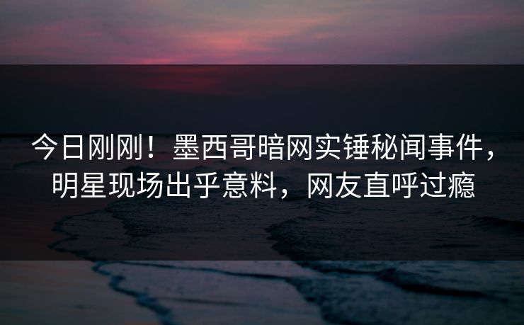 今日刚刚！墨西哥暗网实锤秘闻事件，明星现场出乎意料，网友直呼过瘾