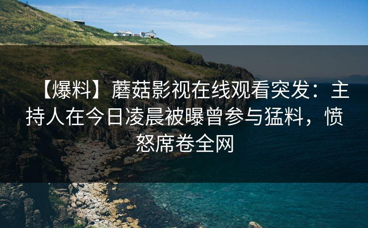【爆料】蘑菇影视在线观看突发:主持人在今日凌晨被曝曾参与猛料,愤怒席卷全网 【爆料】蘑菇影视在线观看突发:主持人在今日凌晨被曝曾参与猛料,愤怒席卷全网