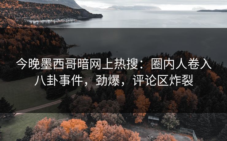 今晚墨西哥暗网上热搜：圈内人卷入八卦事件，劲爆，评论区炸裂