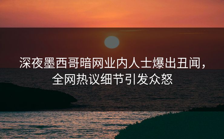 深夜墨西哥暗网业内人士爆出丑闻，全网热议细节引发众怒