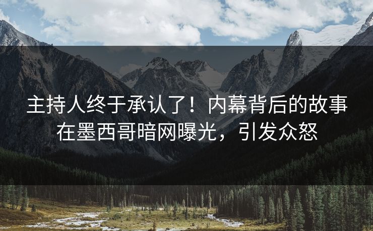 主持人终于承认了！内幕背后的故事在墨西哥暗网曝光，引发众怒