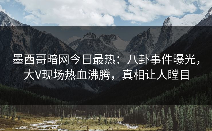 墨西哥暗网今日最热：八卦事件曝光，大V现场热血沸腾，真相让人瞠目