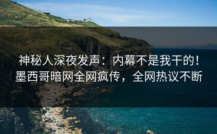 神秘人深夜发声：内幕不是我干的！墨西哥暗网全网疯传，全网热议不断