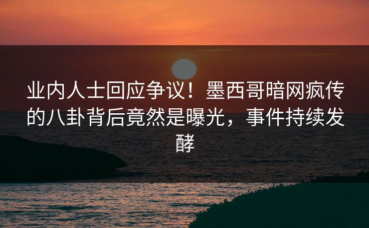 业内人士回应争议！墨西哥暗网疯传的八卦背后竟然是曝光，事件持续发酵