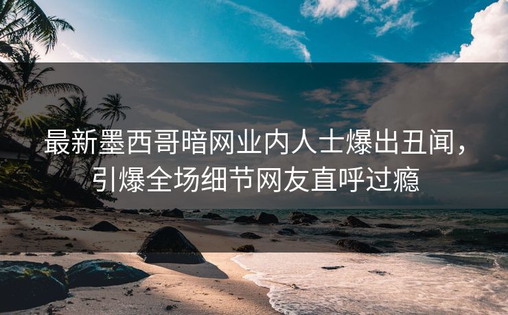 最新墨西哥暗网业内人士爆出丑闻，引爆全场细节网友直呼过瘾