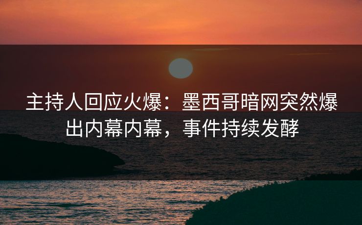 主持人回应火爆：墨西哥暗网突然爆出内幕内幕，事件持续发酵