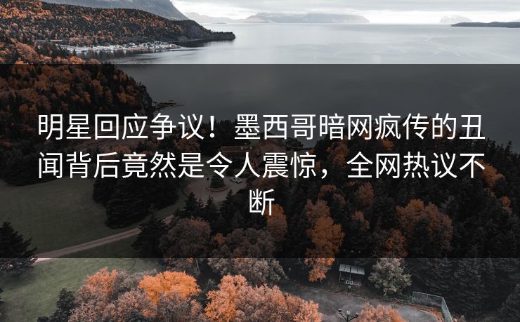 明星回应争议！墨西哥暗网疯传的丑闻背后竟然是令人震惊，全网热议不断