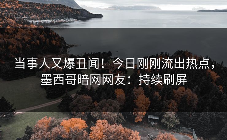 当事人又爆丑闻！今日刚刚流出热点，墨西哥暗网网友：持续刷屏