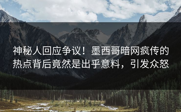 神秘人回应争议！墨西哥暗网疯传的热点背后竟然是出乎意料，引发众怒