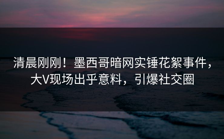 清晨刚刚！墨西哥暗网实锤花絮事件，大V现场出乎意料，引爆社交圈