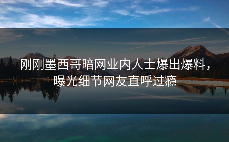 刚刚墨西哥暗网业内人士爆出爆料，曝光细节网友直呼过瘾