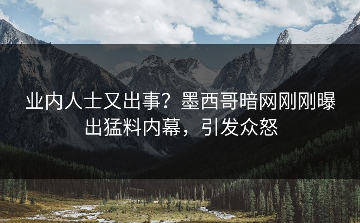 业内人士又出事？墨西哥暗网刚刚曝出猛料内幕，引发众怒