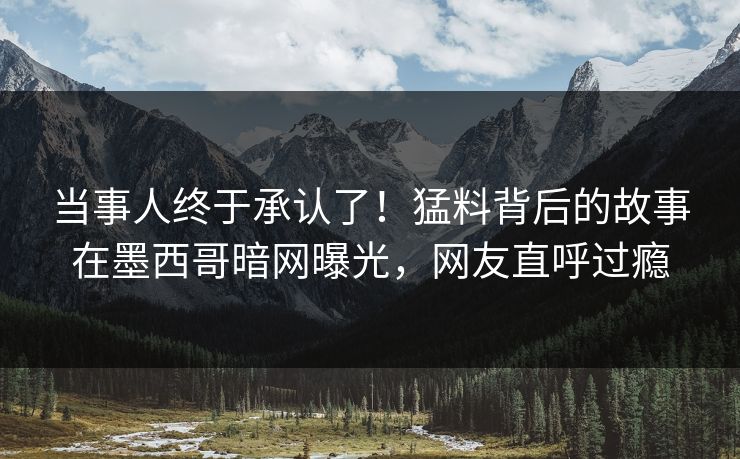 当事人终于承认了！猛料背后的故事在墨西哥暗网曝光，网友直呼过瘾