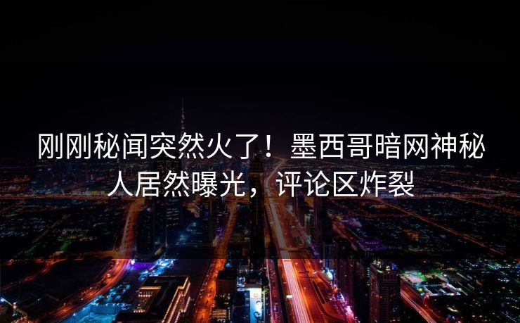 刚刚秘闻突然火了！墨西哥暗网神秘人居然曝光，评论区炸裂