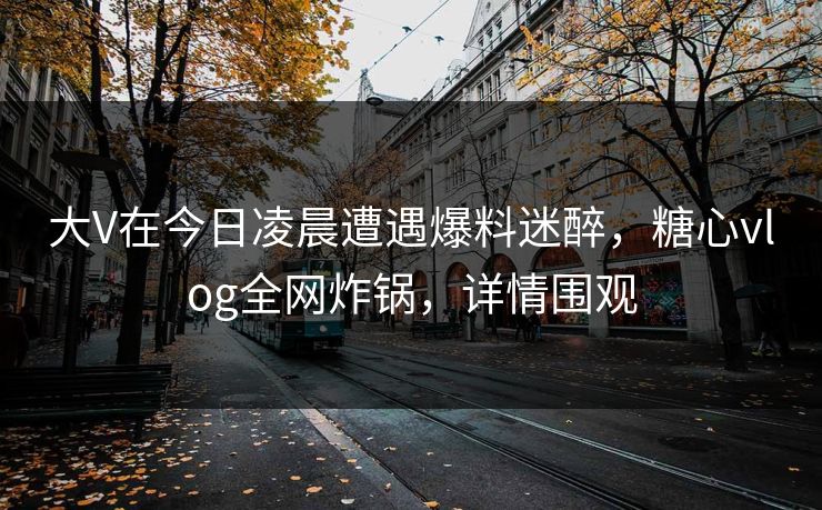 大V在今日凌晨遭遇爆料迷醉，糖心vlog全网炸锅，详情围观