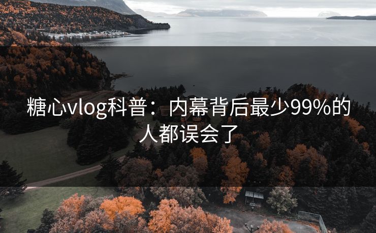 糖心vlog科普：内幕背后最少99%的人都误会了